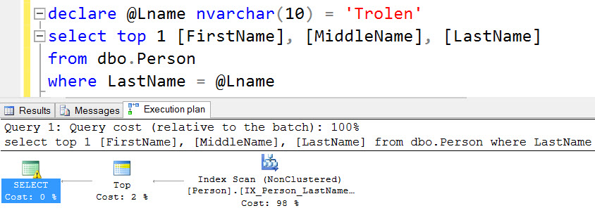 SQL Server Tip: Optimizer using Index Scan and not Seek!