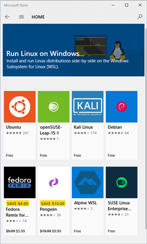 Windows Subsystem for Linux Distributions