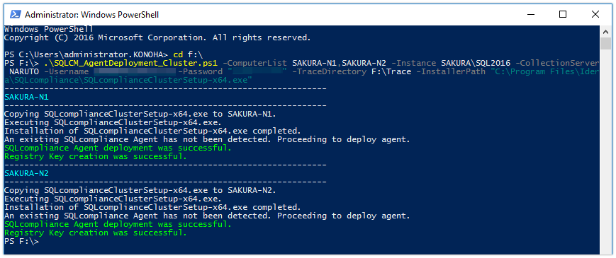 Deploying the SQLcompliance Agent in a Failover Cluster Environment Using a Powershell Script