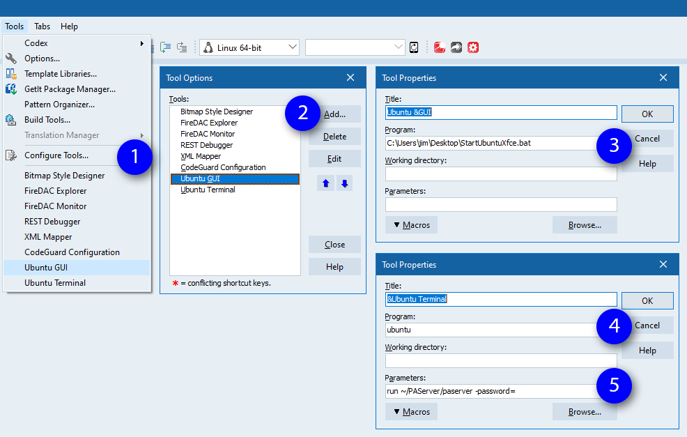 Calling Windows Subsystem for Linux from Delphi IDE