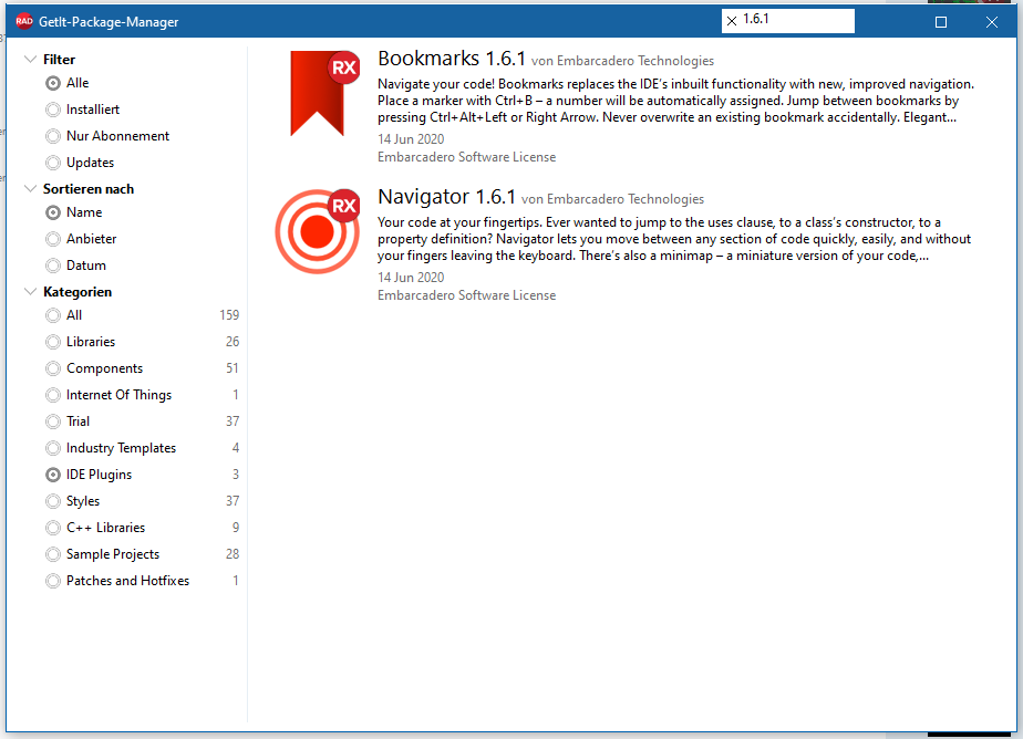 Navigator und Bookmarks V1.6.1 jetzt für RAD Studio 10.4 verfügbar