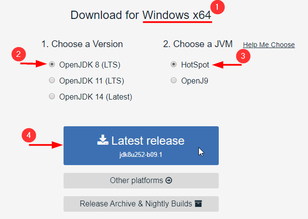 Downloading AdoptOpenJDK