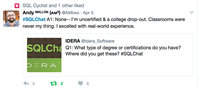 April #SQLChat Findings
