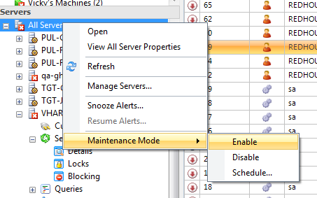 SQL Diagnostic Manager Maintenance Mode All Servers