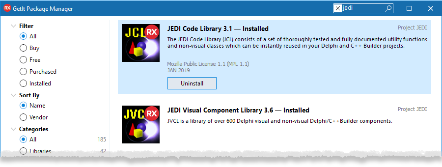JEDI's JCL & JVCL are updated for 10.3 Rio and top the list of most popular downloads