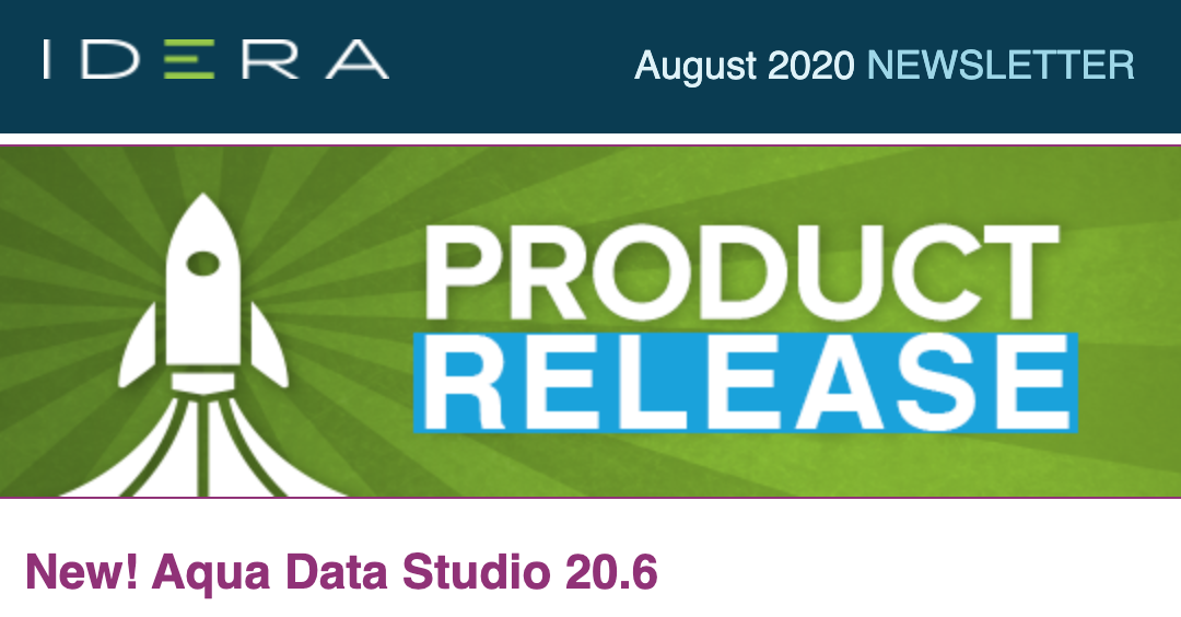 IDERA Newsletter August 2020 (Database Developer edition)