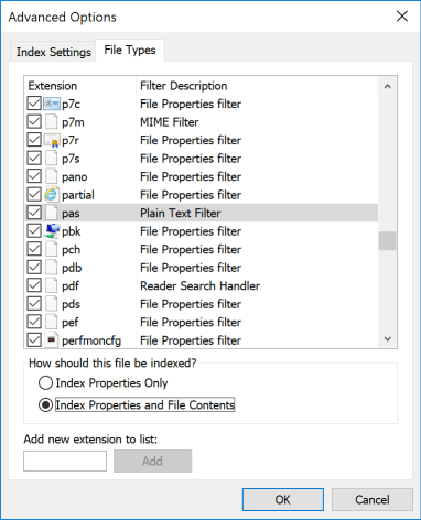 Indexing File Types