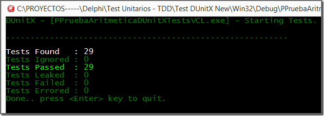 Entornos de ejecución de test con DUnitX (Bonus track)