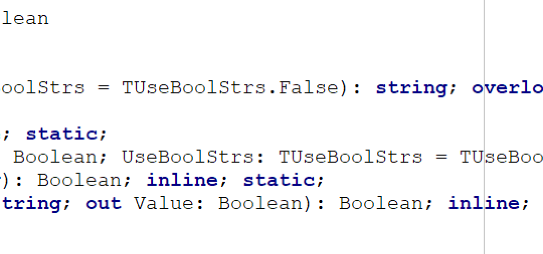 New Tip: TBooleanHelper.ToString and TUseBoolStrs enumeration