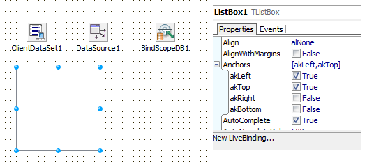 New LiveBinding... command for ListBox1