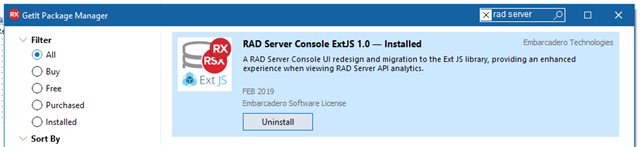 New RAD Server Console Ext JS UI in RAD Studio 10.3.1