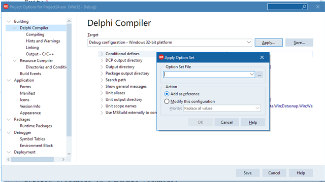 Classic Tip: From Default Project Options to RAD Studio Option Sets