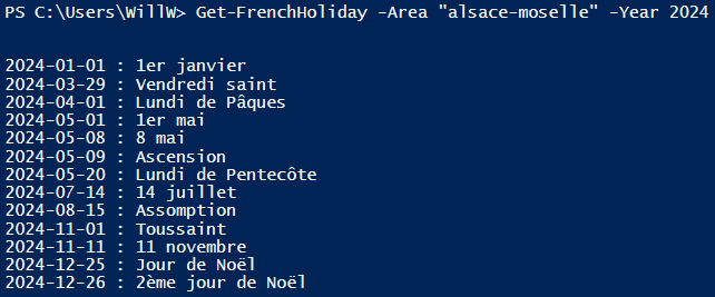 Get-FrenchHoliday with parameters