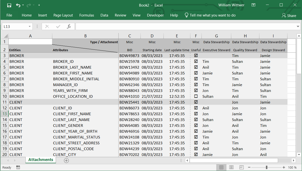 wExport Attachments to Excel