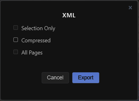 XML export options